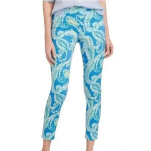 J. McLaughlin Blue Watercolor Paisley Portman Slim Fit Pants Size 8